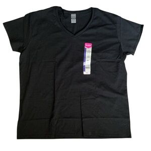 Gildan Classic Black V-Neck Tee Sz XXL